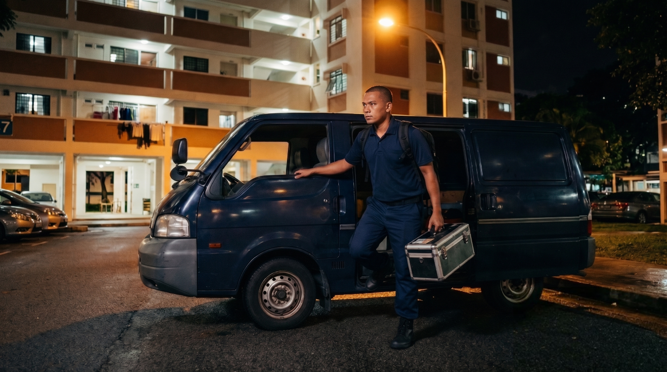 Emergency pest control Singapore technician responding fast to an urgent call
